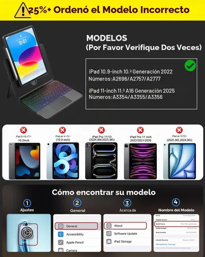 Vista 2 de Funda transparente con teclado para iPad A16 de 11ª/10ª generación Negro