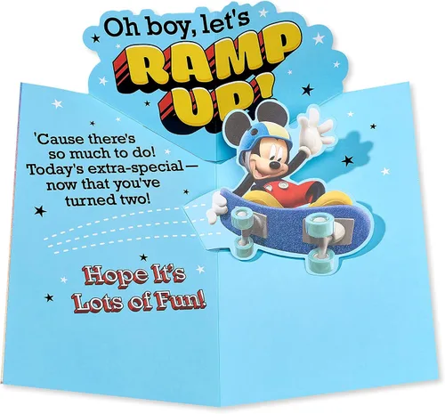 Vista 2 de American Greetings Disney Mickey Mouse - Tarjeta emergente de segundo cumpleaños para niño pequeño (Hope It's Lots of Fun)