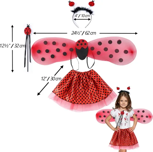 Vista 5 de Seawhisper Princess Girls Dress Up Trunk Clothes for Kids Toddler Pretend Play Ladybug Bee Butterfly Costume Accessories