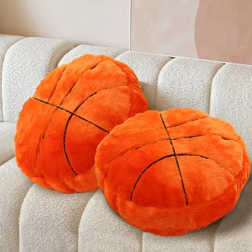Vista 9 de Paquete de 2 almohadas de béisbol de felpa, suaves y esponjosas redondas con forma de béisbol para habitación de niños, decoración de sofá y cama