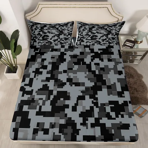 Vista 18 de Erosebridal Juego de ropa de cama de camuflaje para niños, sábanas de camuflaje militar, tamaño individual para adolescentes, jóvenes, adultos