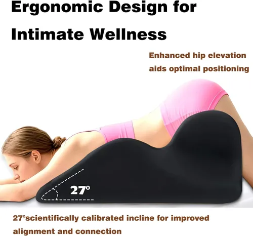 Vista 2 de Almohada negra multifuncional con espuma viscoelástica para dormir y leer, almohada de apoyo para el pecho con reposabrazos ajustables, cojín