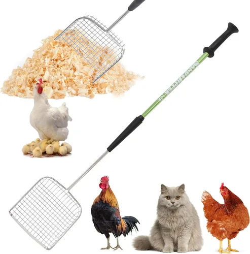Vista 11 de Sand Dipper Recogedor de Caca de Gato y Recogedor de Caca de Pollo - Resistente Grande de 6" Cuadrado de Acero Inoxidable con Mango Largo