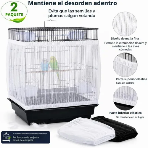 Vista 7 de RAINFLOW Paquete de 2 atrapasadores de semillas de jaula de pájaros, falda