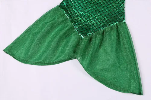 Vista 6 de IBQ Disfraz de sirena Ariel para niñas pequeñas, disfraz de princesa con accesorios