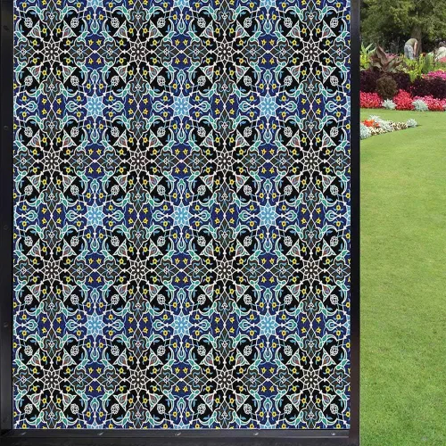 Vista 9 de Película de privacidad antigua para ventana, detalle de incrustaciones y tallas geométricas, arquitectura de la tumba del Taj Mahal, película