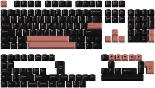 Vista 18 de Owpkeenthy Teclas de carbono retro perfil SA de 150 teclas personalizadas de ABS Doubleshot Juego de teclas con barra espaciadora dividida