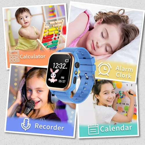 Vista 4 de Reloj inteligente para niños y niñas - Reloj inteligente para niños de 4 a 12 años con 16 juegos de aprendizaje, reloj despertador, reproductor