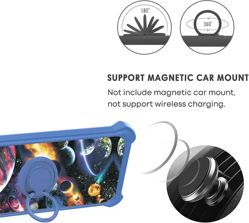 Vista 4 de Aroepurt Funda para teléfono celular Vortex HD65 Plus, YGL-XQ, policarbonato duro + silicona suave, soporte de anillo, efecto luminoso, protector