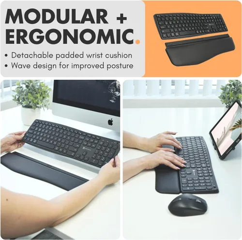 Vista 8 de Teclado y mouse inalámbricos retroiluminados X9 (Bluetooth + 2.4G) Combo ergonómico de teclado y mouse inalámbrico con reposamuñecas, recargable