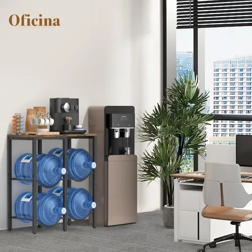 Vista 9 de VINAEMO Soporte para Jarra de Agua de 5 Galones, Soporte para Jarra de Agua de 3 Niveles con Tablero de Madera Extendido, Soporte de Almacenamiento