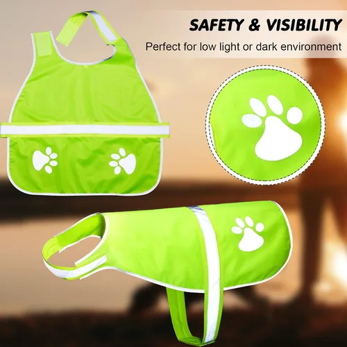 Vista 4 de Chaleco reflectante para perro, 2 piezas, ajustable, chaleco de seguridad para perros, ropa de alta visibilidad para caza, actividades al aire