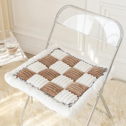 Vista 10 de vctops Farmhouse Buffalo - Cojín antideslizante para silla de cocina y comedor con lazos, cojín antideslizante de franela de felpa suave y mullida
