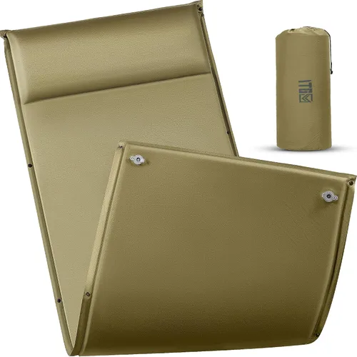 Vista 9 de 1TG Tactical Colchoneta de dormir autoinflable para campamento, colchón inflable aislado para invierno, con almohada, válvulas dobles, espuma