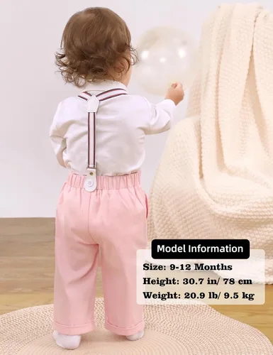 Vista 3 de A&J DESIGN Trajes de bebé para niños, traje formal de tirantes de boda con pajarita