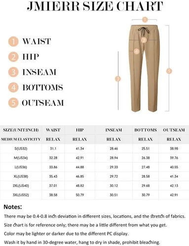 Vista 5 de JMIERR Pantalones deportivos casuales para hombre, pantalones de golf elásticos y ajustados, para correr, viajes, trabajo, pantalones chinos