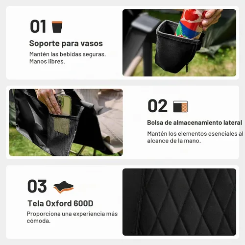 Vista 6 de TIMBER RIDGE Silla de camping hamaca con respaldo ajustable, hamaca plegable resistente que soporta 300 libras, silla hamaca portátil para camping