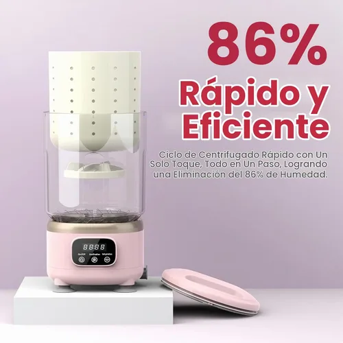 Vista 4 de Lavadora de ropa interior, mini lavadora portátil recargable con capacidad de taza de 2 litros para brasier, ropa interior, calcetines, hogar Rosa