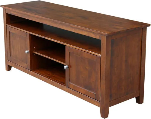 Vista 13 de IC INTERNATIONAL CONCEPTS Soporte de madera maciza para entretenimiento/TV con 2 puertas, gris jaspeado lavado antiguo