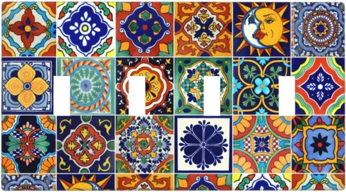 Vista 18 de Talavera - Azulejos mexicanos con 1 palanca, 2 placas de pared, placas de pared para decorar tomas de corriente, placa de interruptor decorativa