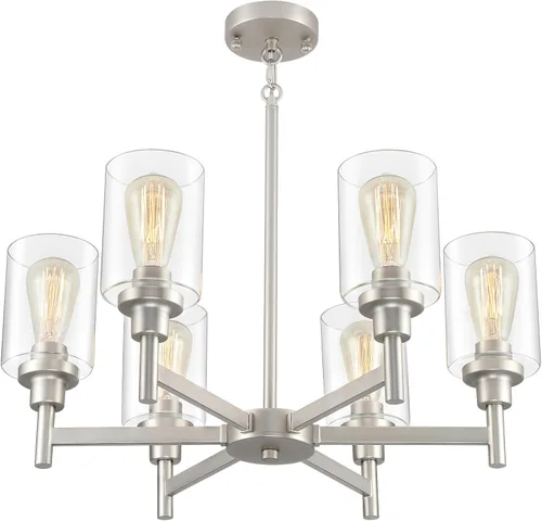 Vista 10 de Candelabros rústicos de madera falsa de 3 luces para comedor con cubierta de vidrio transparente