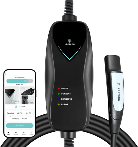Vista 10 de Lectron Cargador Tesla de Nivel 1 (WiFi) con Control de Aplicación – 12 Amperios, 120V, Enchufe NEMA 5-15, Cable de Extensión de 16 pies, Conector
