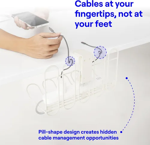 Vista 12 de CarryUp - Bandeja para cables debajo del escritorio para dormitorio, color Crema