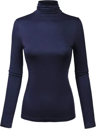 Vista 28 de MixMatchy Camisetas de manga larga delgadas y ligeras para mujer, cuello alto, capa base, camisetas activas