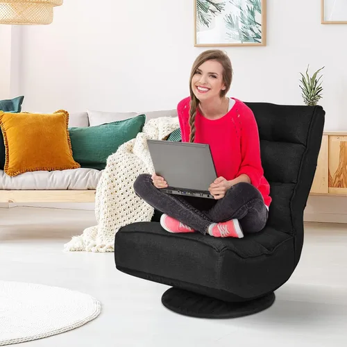 Vista 2 de ERGOMASTER Silla plegable reclinable para juegos con giro de 360 grados, 5 posiciones ajustables (negro)