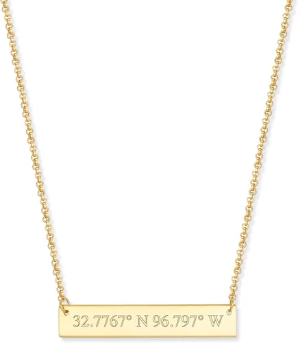 Vista 2 de Collar de plata de ley grabado personalizado para mujer (16 pulgadas con extensor de 2 pulgadas) Collar personalizado para mujer Regalo para novia
