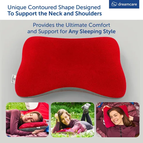 Vista 3 de DREAMCARE Almohada de viaje de espuma viscoelástica, accesorios de campamento, almohada pequeña esencial para campamento, almohadas de campamento