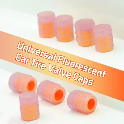 Vista 3 de Tapones de vástago de válvula incandescente, tapones universales fluorescentes para válvulas de neumáticos de automóvil, cubiertas de vástago