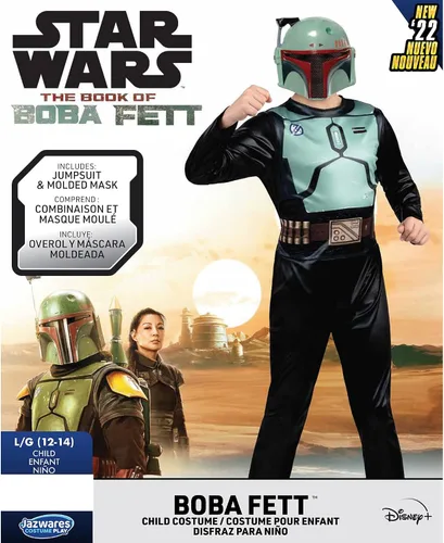 Vista 4 de Star Wars Boba Fett - Disfraz oficial de Halloween para jóvenes, overol estampado con máscara de plástico