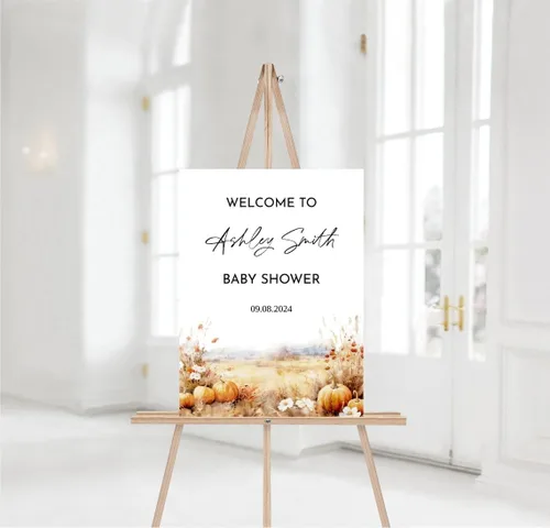 Vista 27 de Cartel de bienvenida de baby shower, cartel de bienvenida editable con texto en inglés "It's a Girl Woodland", letrero de bienvenida de baby shower