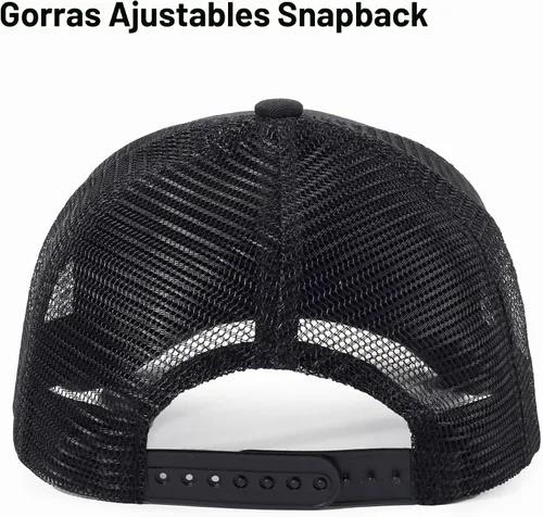 Vista 3 de Gorra de camionero para hombre con animal, gorra ajustable con cierre de presión, gorra de béisbol bordada, malla transpirable, parche cuadrado