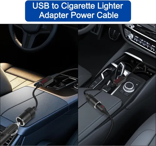 Vista 3 de Cable de alimentación USB C a encendedor de cigarrillos, cable de alimentación USB C macho a 12 V, cable convertidor hembra para grabadora