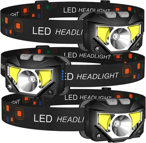 Vista 12 de LHKNL Linterna Frontal, Lúmenes LED Ultra Brillante Recargable con Luz Blanca y Roja, Paquete de 2 Lámparas de Cabeza Impermeables con Sensor
