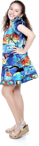 Vista 5 de Matchable Family Hawaiian Luau - Ropa para hombres, mujeres, niñas y niños, color azul atardecer