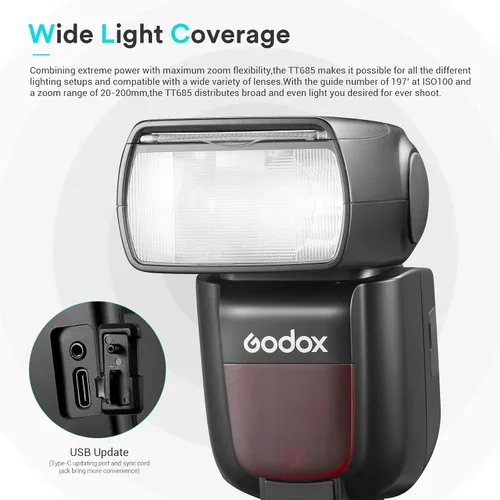 Vista 7 de Godox TT685II TT685II-S Flash para Sony, 2.4G TTL Flash externo Speedlite HSS 1/8000s GN60, bloqueo de liberación rápida, conversión instantánea TCM
