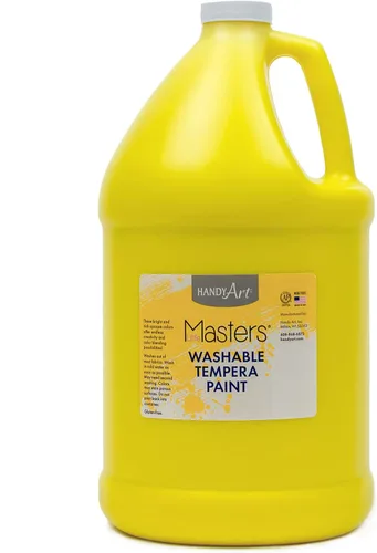 Vista 2 de Handy Art Little Masters - Pintura al temple lavable, galón, amarillo, 214-710, 128 onzas líquidas y paquete de pintura roja (paquete de 2)