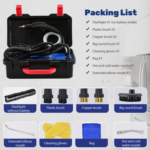 Vista 6 de Moongiantgo Limpiador de vapor de alta presión, 1700 W de potencia de alta temperatura portátil de limpieza de mano para detalles de automóviles