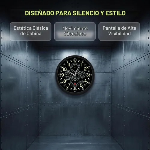Vista 5 de Reloj de avión ''Flying Fortress'' de 12 pulgadas con marco de metal