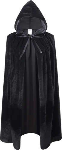 Vista 11 de OurLore Capa de terciopelo con capucha unisex para niños, disfraz de Halloween y Navidad Azul