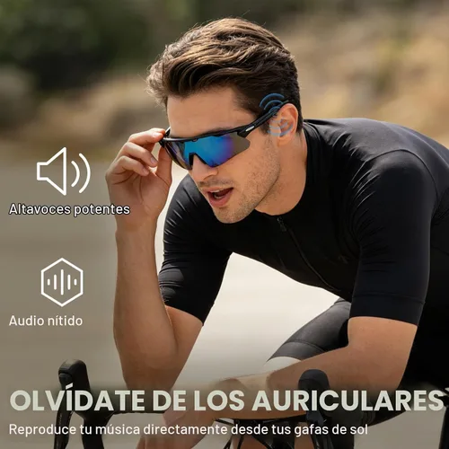 Vista 5 de Lentes de sol Bluetooth para hombres y mujeres, lentes inteligentes con altavoces de oreja abierta, asistente de voz, control táctil, lente