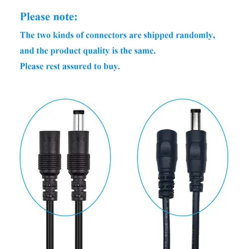 Vista 4 de Cable de extensión de alimentación CC de 3.3 ft/3.28 pies, conector macho a hembra, cable de extensión de cable de alimentación CC para adaptador