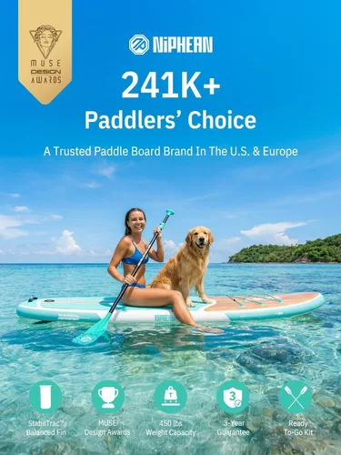 Vista 2 de Niphean Inflatable Stand Up Paddle Board with SUP Accessories