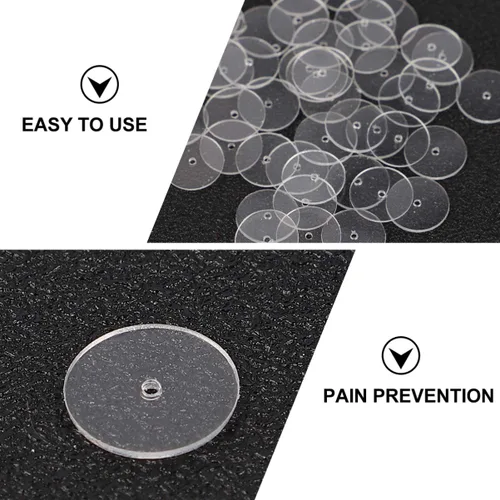 Vista 4 de EXCEART 80 discos de plástico para parte trasera de aretes, almohadillas de disco transparentes para estabilizar los pendientes