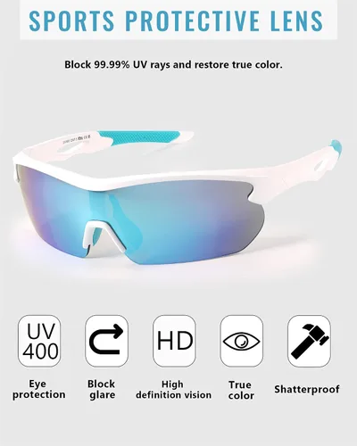 Vista 7 de Myiaur Gafas de sol para mujeres y hombres, protección UV400, estilo P-V, envolventes, ciclismo, deportes, correr, béisbol, M1728
