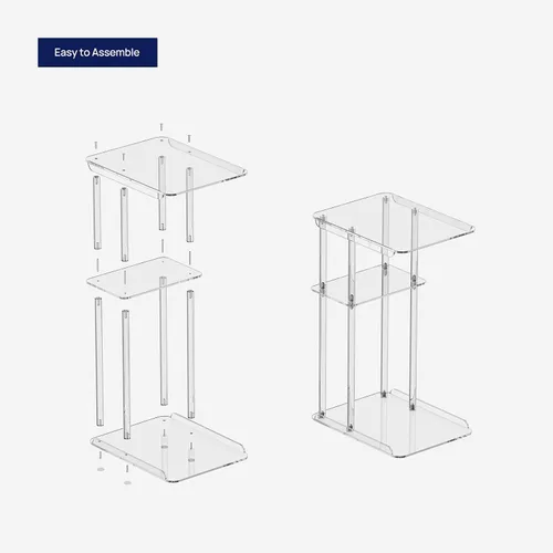 Vista 7 de HMYHUM Mesa auxiliar de acrílico transparente, mesa auxiliar en forma de C para sofá, pequeñas mesas de aperitivos para sala de estar, dormitorio
