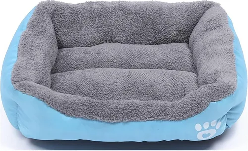 Vista 7 de Camas para perros pequeños, medianos y grandes, cama rectangular para mascotas, lavable, con estampado de leopardo, tamaño S